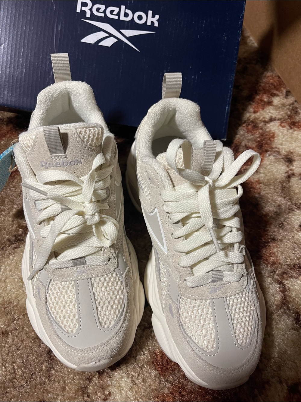 Reebok Women’s Cream/White Chunky Lace-Up Sneakers